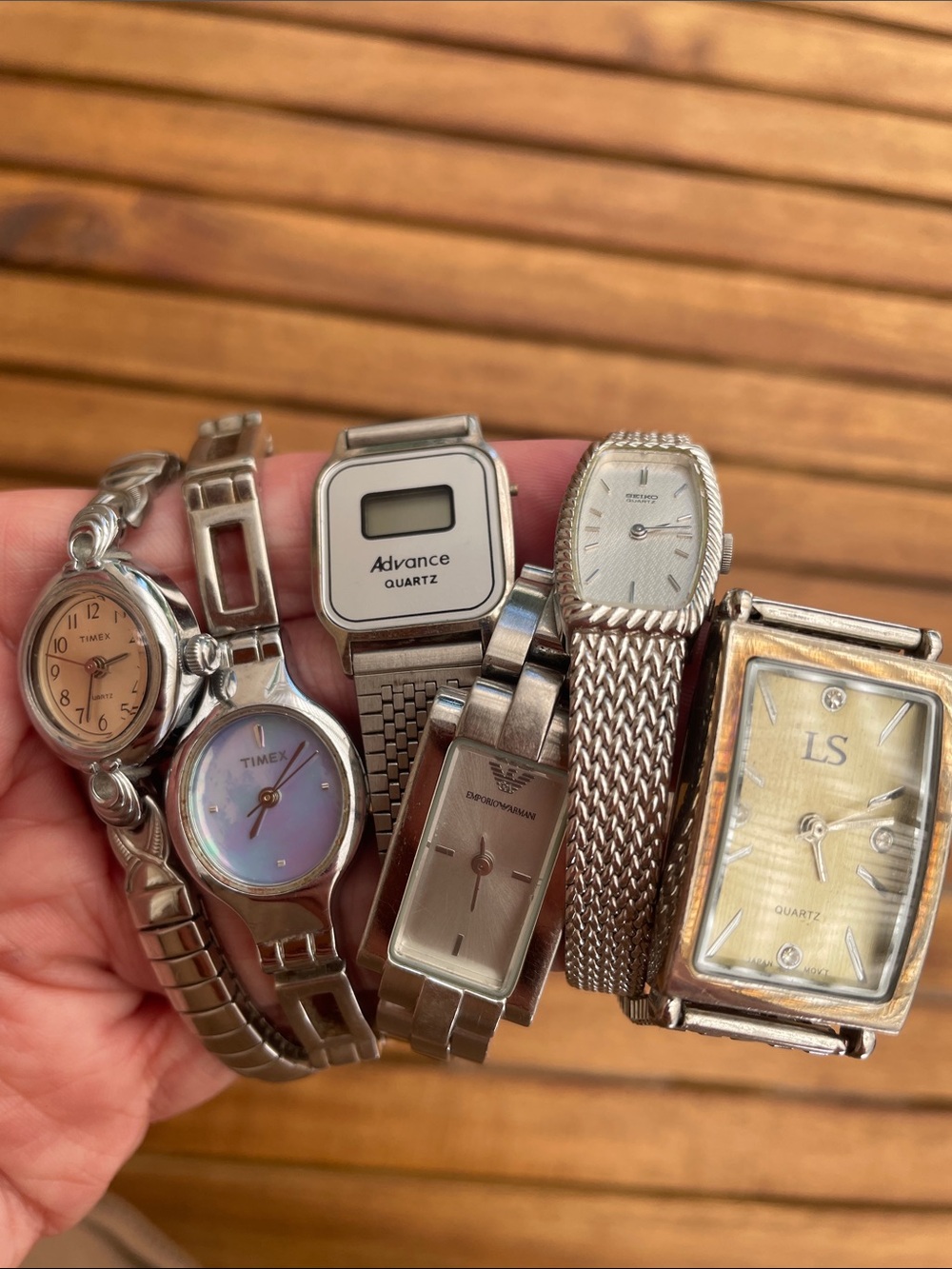 Timex Silver-Tone Women's Bracelet Watch with Blue Mother-of-Pearl Dial